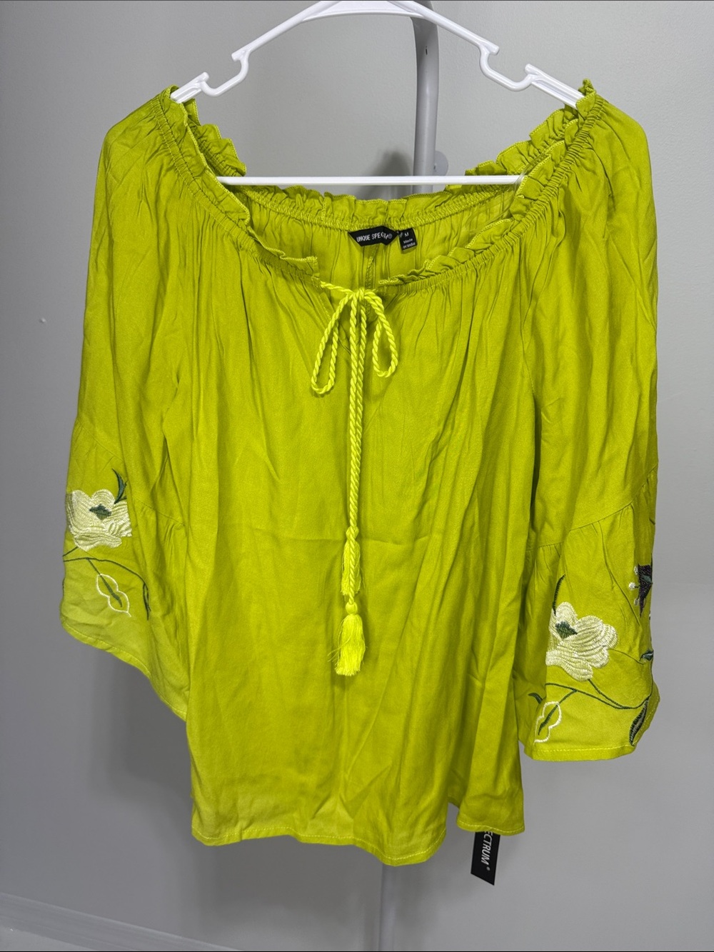 Unique Spectrum Lime Green Off-Shoulder Embroidered Tunic PTP 22